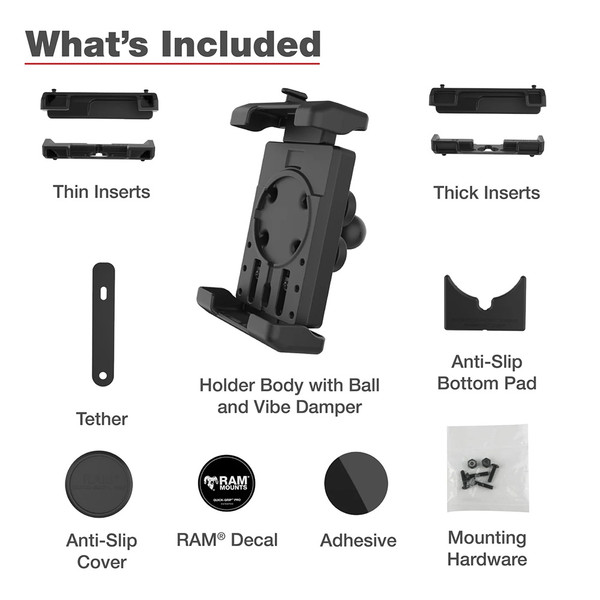 Ram Mount RAM Quick-Grip Pro XL Phone Holder w\/Ball  Vibration Damper [RAM-HOL-PD7BVU]