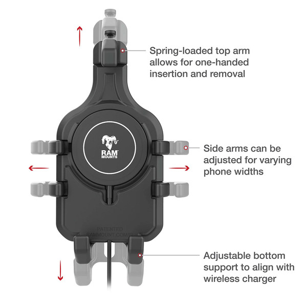 Ram Mount RAM Quick-Grip Pro w\/Ball  Qi2 15W Wireless Charger [RAM-HOL-PD5B-W2MU]