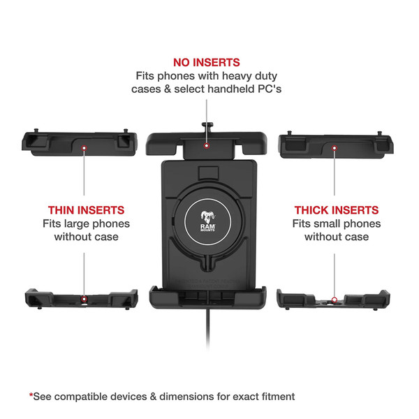 Ram Mount RAM Quick-Grip Pro XL w\/Ball  Qi2 15W Wireless Charger [RAM-HOL-PD7B-W2MU]
