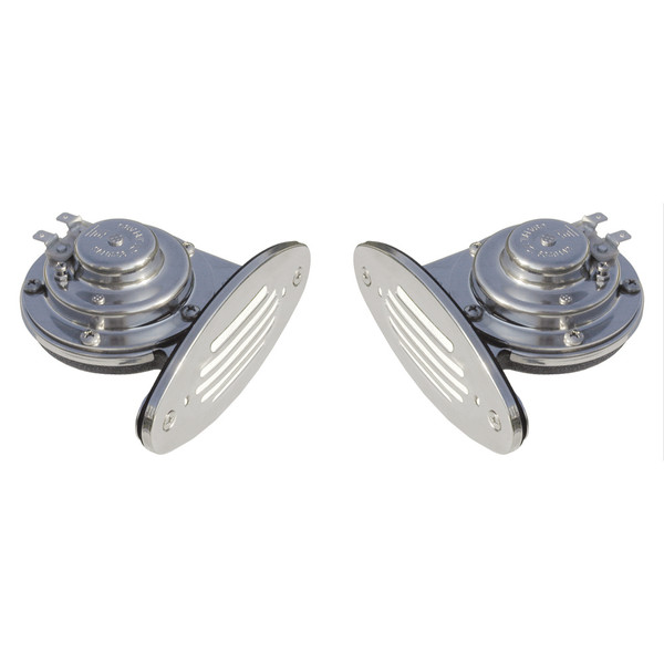 Schmitt Marine Mini Stainless Steel Dual Drop-In Horn w\/Stainless Steel Grills High  Low Pitch [10055]