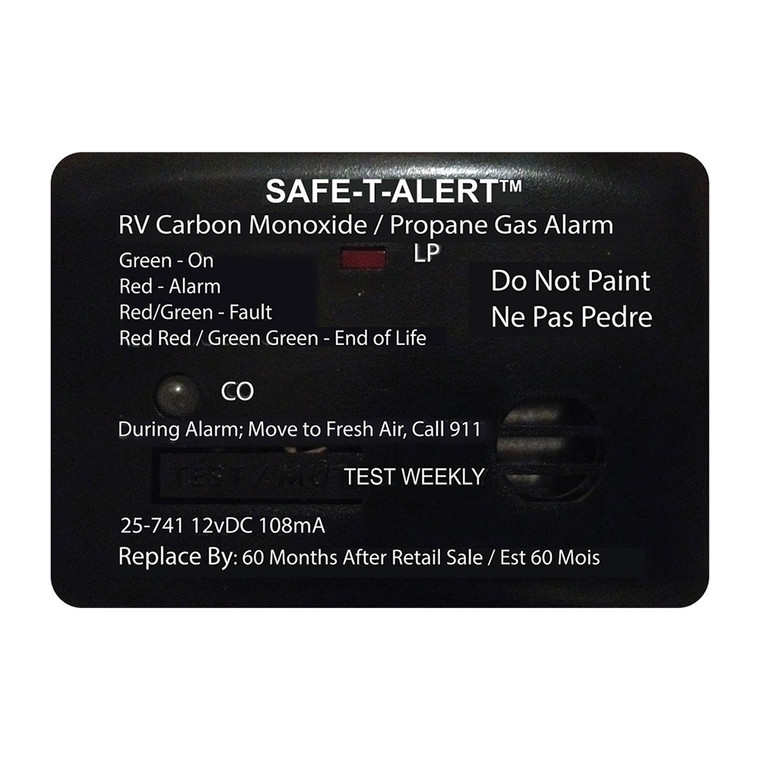Safe-T-Alert 25 Series Surface Mount Dual Carbon Monoxide\/Propane Alarm - 12V Hardwire - Black [25-741-BL]