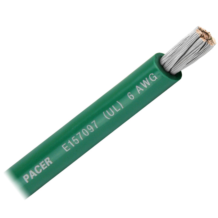 Pacer Green 6 AWG Battery Cable - Sold By The Foot  [WUL6GN-FT]