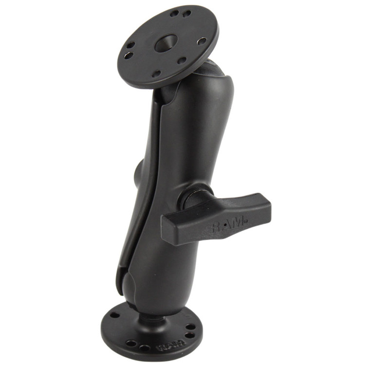 RAM Mount 1.5" Ball Double Socket Arm w\/2 2.5" Round Bases - AMPs Pattern [RAM-101U]