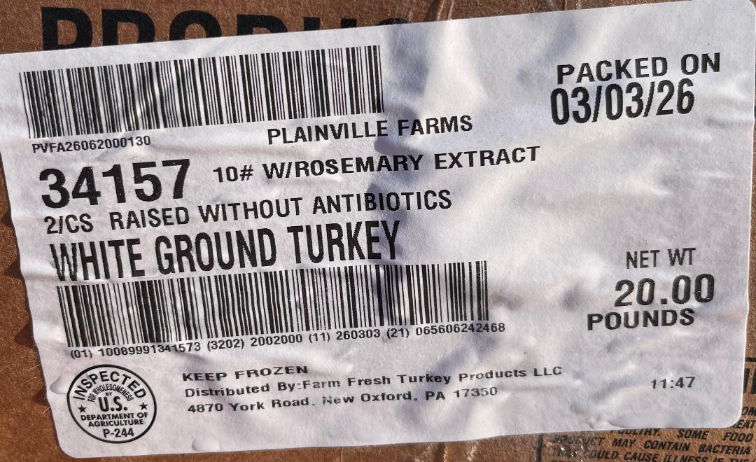 Turkey White meat 90% lean case of two 10 Lb. Tube Frozen Available after June 25th