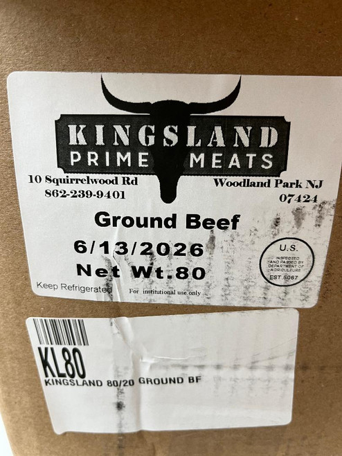 BEEF 80/20 10 Lb. Double Tube Frozen 80 pound case 8-10Lb