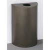 Glaro Profile Half Round Trash Can, 18 x 30 x 9 - 1892 finished in Bronze Vein with a Bronze Vein top, Against a Wall