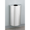 Glaro Profile Half Round Trash Can, 18 x 30 x 9, 14 Gallon, 1892-SA finished in Satin Aluminum, Mounted on Wall Option