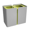 Peter Pepper SW2 Stream Deskside Recycling Wastebasket - Dual Stream in Aluminum Metallic with Lemongrass accent