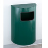 Glaro Profile Half Round Side Opening Trash Can, 1893, finished in a Hunter Green body with Hunter Green top, Mounted on Wall Option