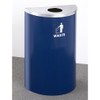 Glaro RecyclePro Profile Half Round Waste Bin - 18 x 30 x 9 - 14 Gallon - W1899 - finished in Blue Powder with a Satin Aluminum top