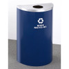 Glaro RecyclePro Profile  Half Round Waste Bin - 18 x 30 x 9 - 14 Gallon - W1899  - finished in Midnight Blue with a Satin Aluminum top