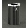 Glaro RecyclePro Profile Value Half Round Waste Bin - 18 x 30 x 9 - 16 Gallon - T1899V - finished in Satin Black with a Satin Aluminum top