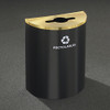 Glaro RecyclePro Profile Half Round Recycling Bin - 28-1/2 x 24 x 12 - 29 Gallon - M2499  - finished in Satin Bacl with a Satin Brass top