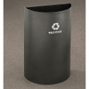 Glaro RecyclePro Profile Half Round Open Top Recycling Bin - 18 x 30 x 9 - 16 Gallon - RO1899 - finished in Silver Vein