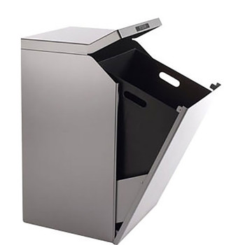 Peter Pepper TIMO Square Trash and Recycling Receptacle - Open for Liner Access
