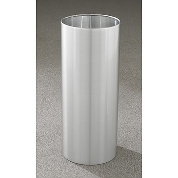 Glaro Open Top Waste Basket - 12 x 29 - 14 Gallon - 1229 - finished in Satin Aluminum