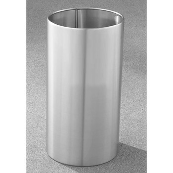 Glaro Open Top Waste Basket - 15 x 29 - 22 Gallon - 1529 - finished in Satin Aluminum