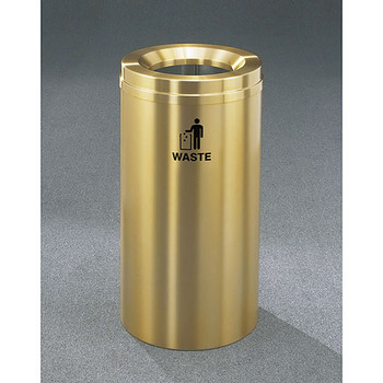 Glaro RecyclePro 1 Waste Bin - 12 x 31 - 12 Gallon - W1232BE - finished in Satin Brass, Waste Label