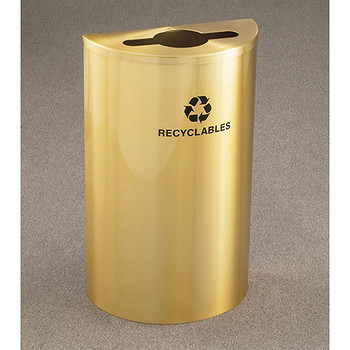 Glaro RecyclePro Profile Half Round Recycling Bin - 18 x 30 x 9 - 14 Gallon - M1899BE