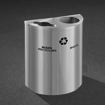 Glaro RecyclePro Profile Half Round Dual Purpose Recycling Station - 28-1/2 x 24 x 12 - 29 Gallon - MW2499SA