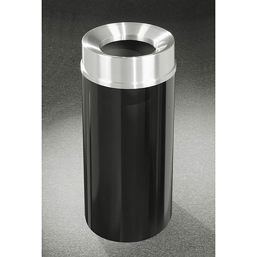 Glaro Mount Everest F1533-XX-SA - Aluminum Finish Funnel Top Trash Can - 15 x 33 - 16 Gallon - finished in Satin Black