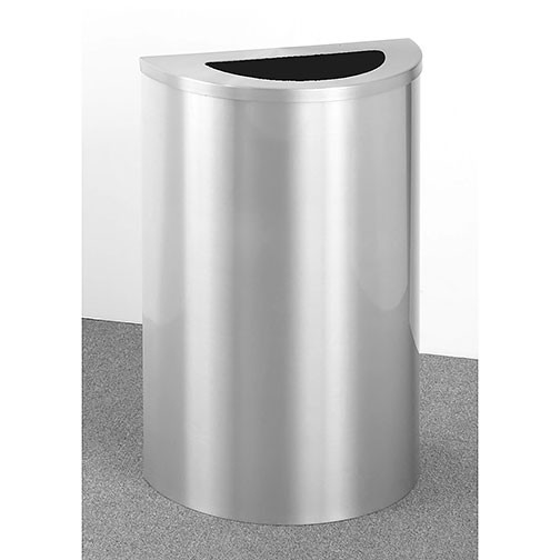 Glaro Profile Half Round Trash Receptacle, 1891, finished in all Satin Aluminum