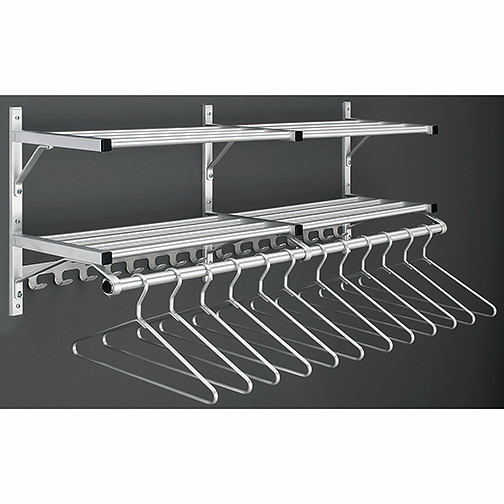 Glaro Wall Mounted Coat Rack Illustrating Middle Bracket with Optional Coat Hangers