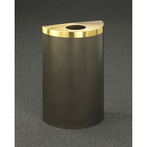 Glaro Profile Half Round Trash Can, 1892V, finished in Bronze Vein with a Satin Brass top