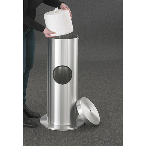 Glaro Antibacterial Wipe Dispenser - Floor Standing with Trash Can - Installing Wipes