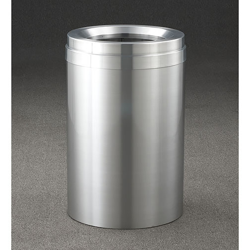 Glaro New Yorker Value WasteMaster Funnel Top Trash Can - 15 x 30 - 23 Gallon - F1537SA - finished in Satin Aluminum
Please note:  This is not a photo of this unit, it is only a representation of design and color.