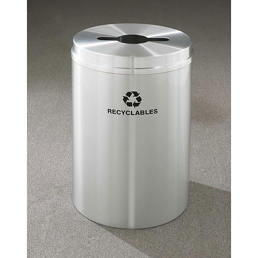 Glaro RecyclePro 1 Single Stream Recycling Bin - 20 x 31 - 33 Gallon - M2032SA - finished in Satin Aluminum, Labeled Recyclables