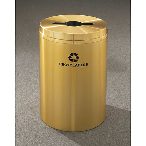 Glaro RecyclePro 1 Single Stream Recycling Bin - 20 x 31 - 33 Gallon - M2032BE - finished in Satin Brass, Recyclables Label