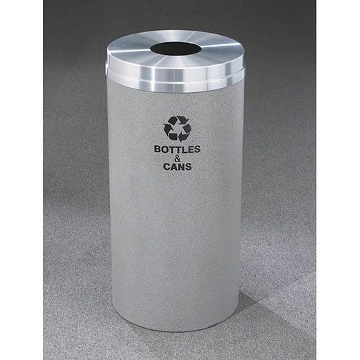 Glaro RecyclePro 1 Bottle Recycling Bin - 12 x 31 - 12 Gallon - B1232 - finished in Granite with a Satin Aluminum cover, Recycling Bottles & Cans Label