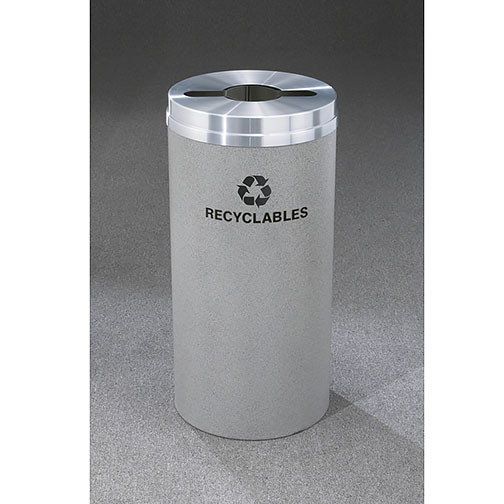 Glaro RecyclePro 1 Single Stream Recycling Bin - 12 x 31 - 12 Gallon - M1232 - finished in Granite with a Satin Aluminum cover, Recyclable Label