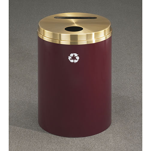 Glaro RecyclePro 2 Dual Purpose Recycling Station - 20 x 31 - 33 Gallon - PC2032 - finished in Burgundy with a Satin Brass cover