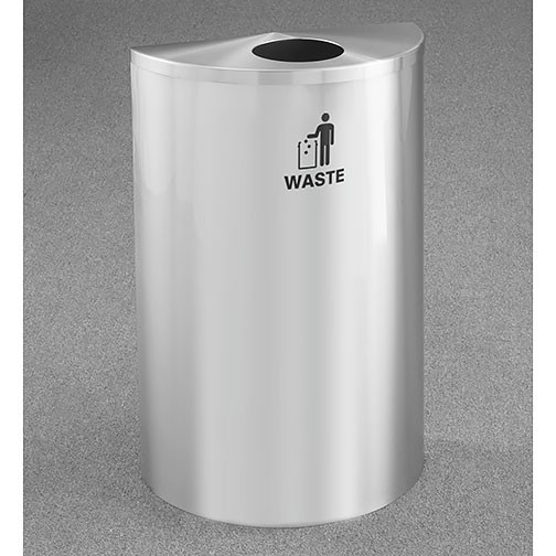 Glaro RecyclePro Profile Half Round Waste Bin - 18 x 30 x 9 - 14 Gallon - W1899SA