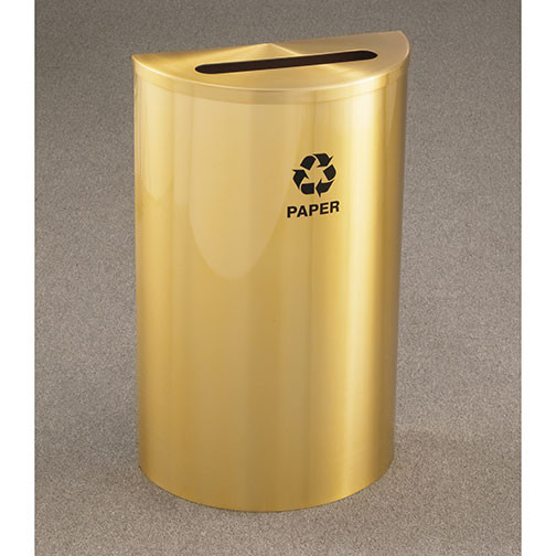 Glaro RecyclePro Profile Half Round Recycling Bin - 18 x 30 x 9 - 14 Gallon - P1899BE