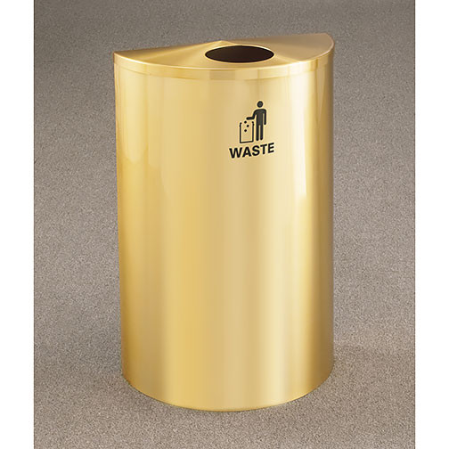 Glaro RecyclePro Profile  Half Round Waste Bin - 18 x 30 x 9 - 14 Gallon - W1899BE