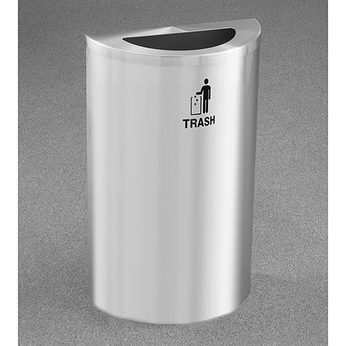 Glaro RecyclePro Profile Half Round Waste Bin - 18 x 30 x 9 - 14 Gallon - T1899SA