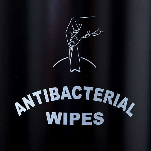 Glaro Antibacterial Wipe Dispenser Silk Screened Sign - Satin Black