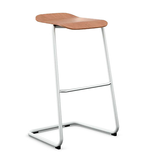 Peter Pepper StackR Stacking Stool with Light Walnut Seat and White Frame