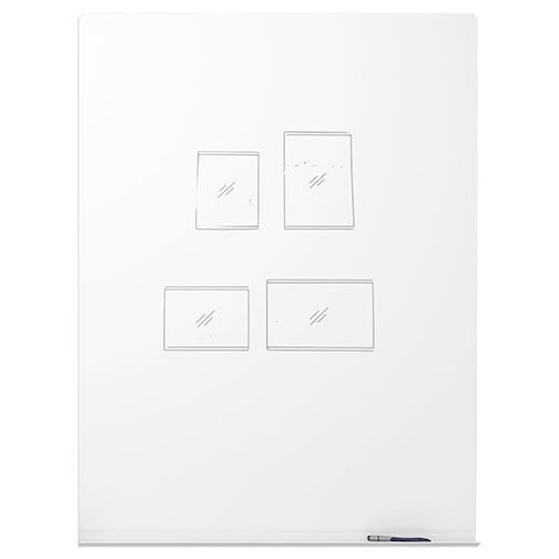 Peter Pepper MeetUp Wall-Mounted Dry Erase Whiteboard - Flat View with Illustration