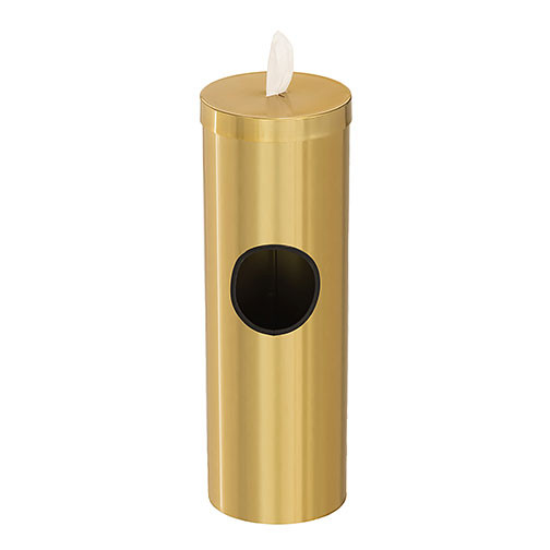 Glaro Antibacterial Wipe Dispenser F1028GB - Floor Standing with Trash Can - No Base - Gloss Brass