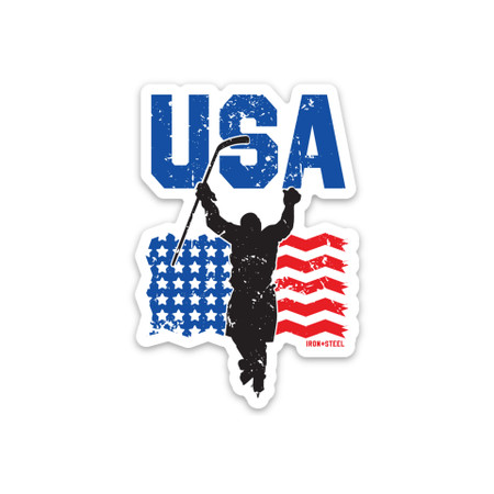 USA Hockey Sticker with American Flag