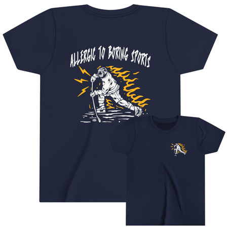 Allergic to Boring Sports Made in USA Hockey Kids Tee