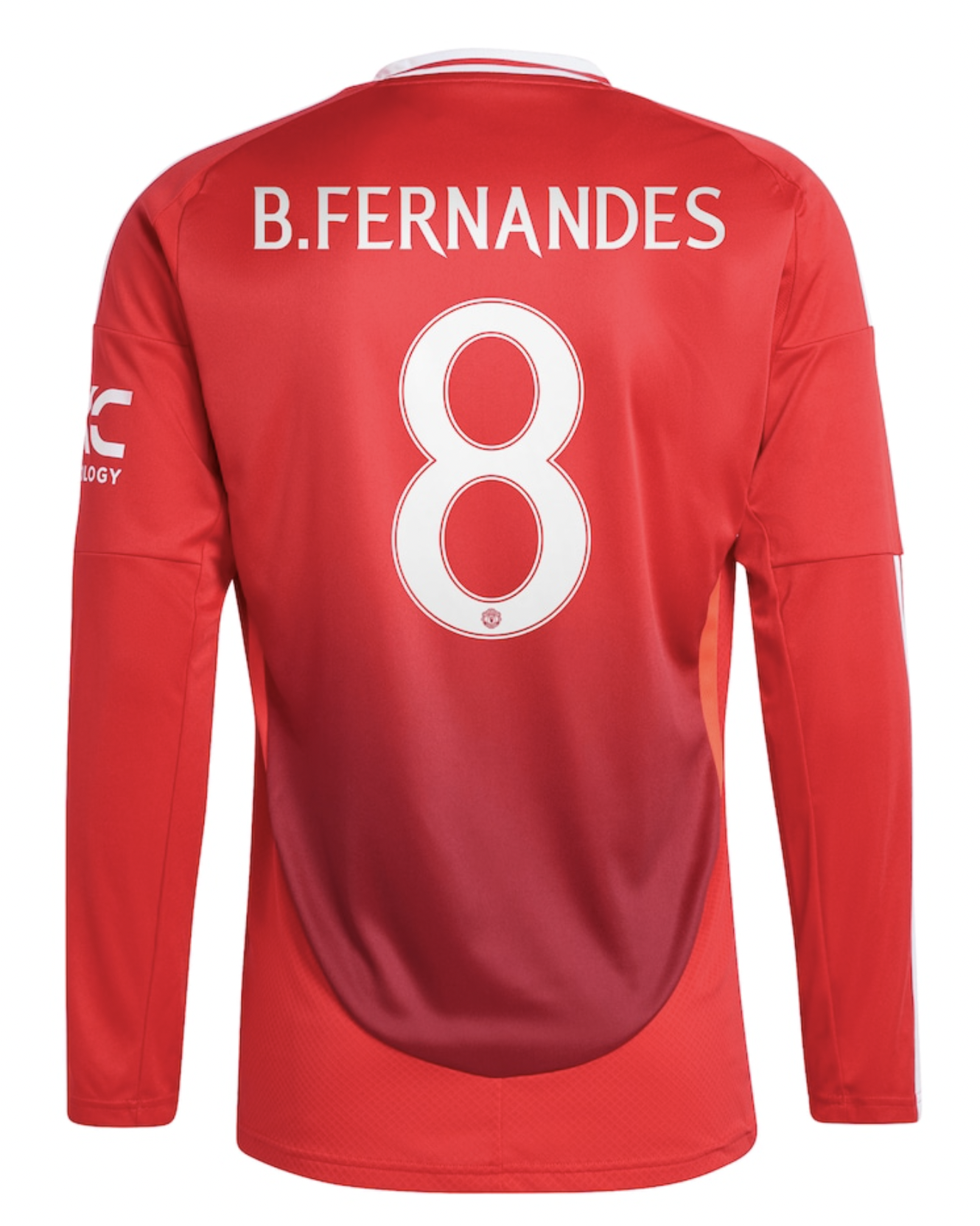 B.FERNANDES #8 Manchester United 24/25 Men's Home Long Sleeve Shirt - Man United Font
