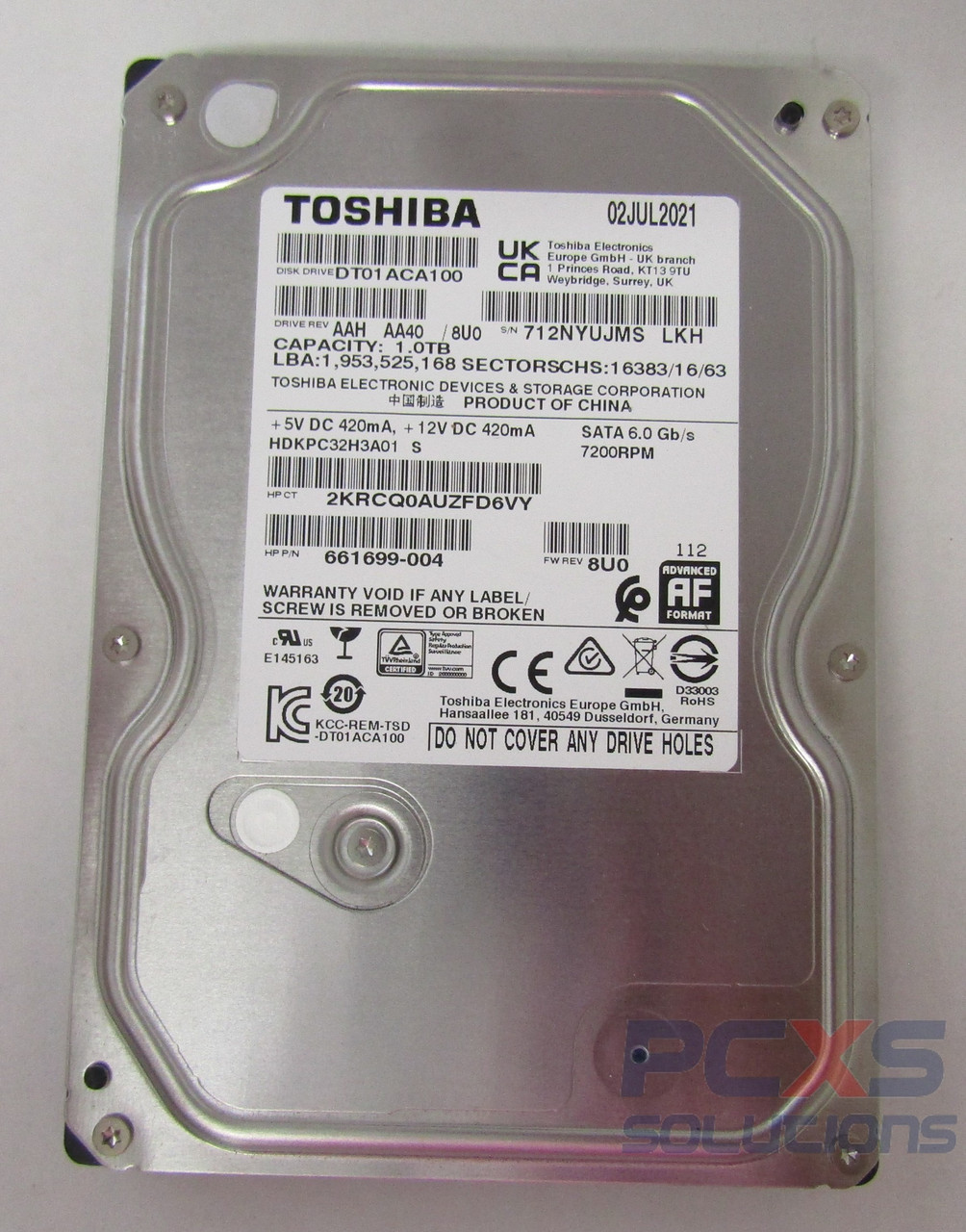 hp TOSH 1TB 7.2K RPM SATA 3.5" Hard Drive HDD - 661699-004
