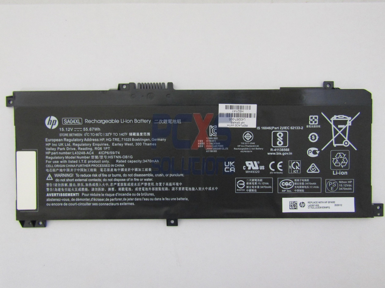 hp Battery 4Cell 55Wh 3.6Ah LI SA04 Envy X360 15-DR Envy X360 15-DS - L43267-005