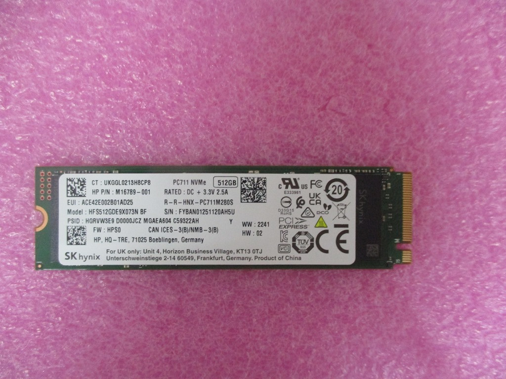 【新品取外し】HP純正 SSD 512GB M.2 2280 Gen4 TLC② SKO-SSD 512GB M2 2280PCIe3x4TLC SS-NO SG - HP Genuine Replacement