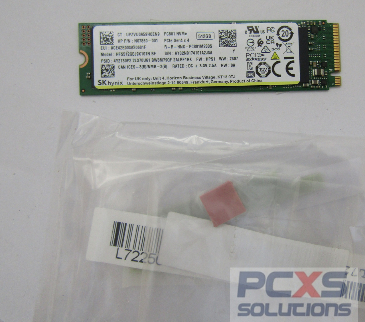 SPS-SSD 512GB PCIe NVMe TLC W/TPAD - HP Genuine Replacement Spare Parts - L76722-001-HP